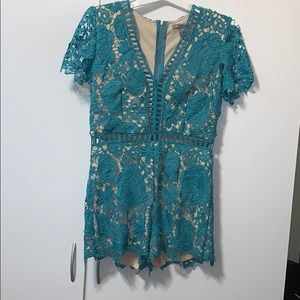 Turquoise Floral Romper